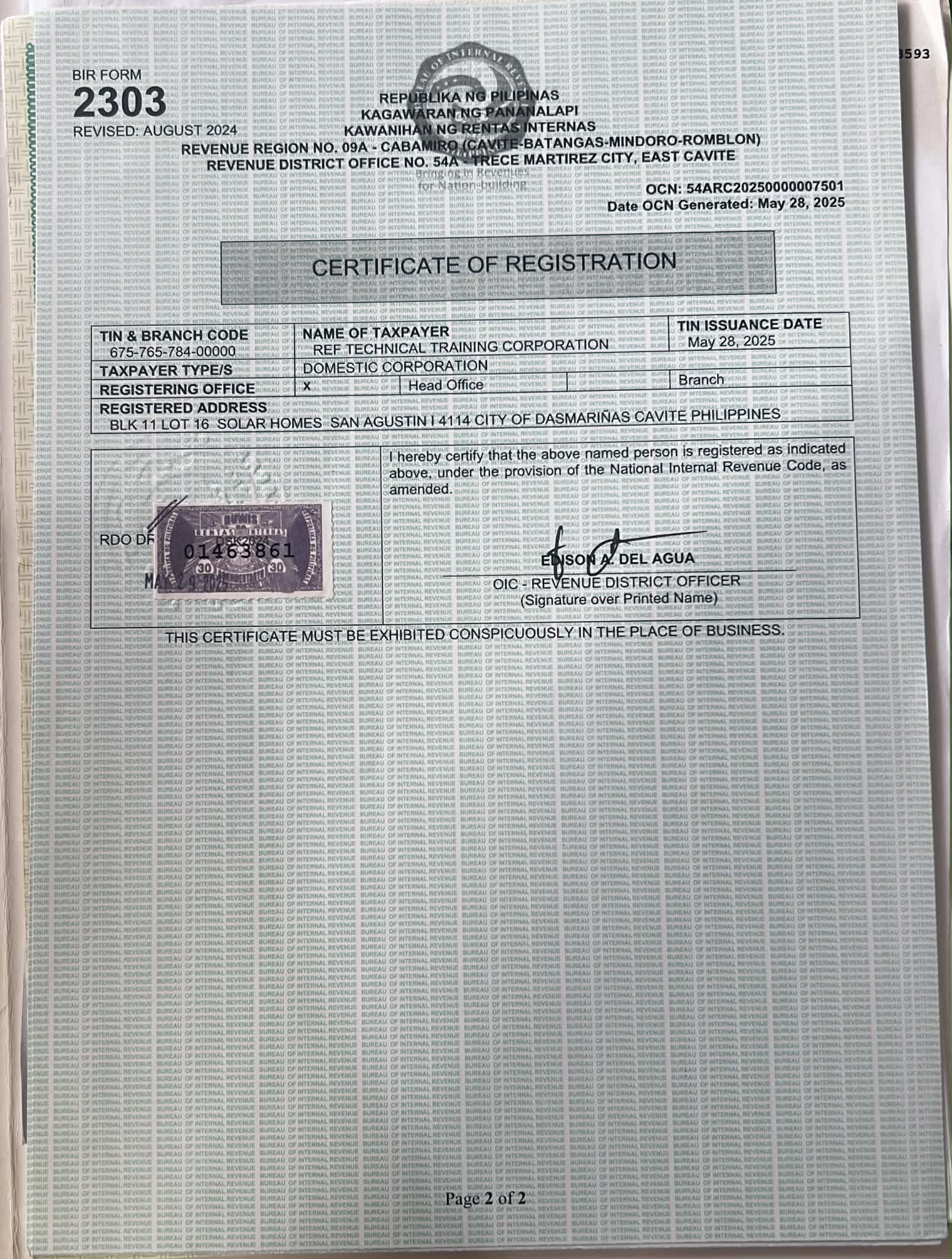 BIR Permit Page 2